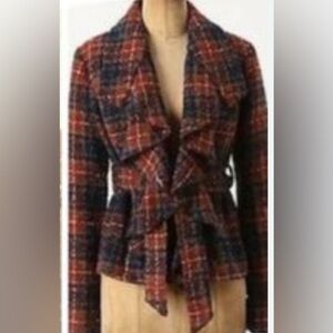 Vintage Tabitha, Anthropologie, Plaid Blazer with Waterfall Collar, size 10,EUC
